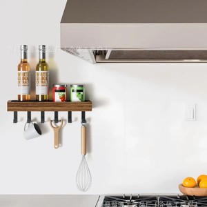 Wooden Key Rack Wall Mounted Entryway Storage <b>Shelf</b> Multi Functional Rectangle Shape With <b>Hooks</b> For Home Organization - Product Image 4