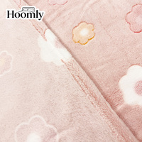 Selimut Flanel Hoomly Ringan Motif Bunga Pink Muda 150x180cm Ramah Kulit untuk Tempat Tidur Bayi dan Dekorasi Rumah