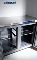 Table de préparation commerciale en acier inoxydable avec congélateur, refroidissement par air, contrôle numérique sans givre, 2 portes, pour cuisine de restaurant