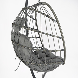Fauteuil suspendu pliable en rotin PE – Balançoire moderne pour cour et mobilier d'extérieur - Product Image 2