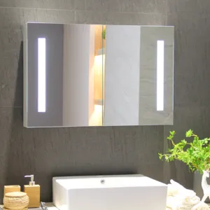 浴室昏暗镜柜制造商触摸传感器发光壁柜带双面镜子的化妆药品柜