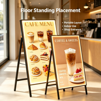 Boîte lumineuse publicitaire haut de gamme en forme de A, support de menu LED double face pour restaurant, café, restauration rapide, panneau d'affichage