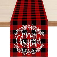 Nouveau tapis de table et chemin de table en lin tissé à imprimé américain créatif pour Noël, décoration de vacances avec motif bonhomme de neige