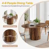 Table à manger ronde en bois de couleur marron de style ferme Tribesigns, table de cuisine de 55 "pour meubles de maison 4-6
