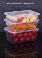Conteneur alimentaire rectangulaire jetable en plastique PP noir de 1000 ml (34 oz) – Boîte repas individuelle pour plats à emporter, disponible en plusieurs tailles
