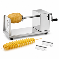 Nuevo Cortador Manual de Patatas en Espiral Tornado de Acero Inoxidable, Rebanador de Patatas en Espiral para Patatas y Zanahorias