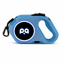 Laisse Rétractable LED 2.0 pour Chien avec Anneau Lumineux Ambiant, Projecteur, Recharge USB, Frein à Une Main, Verrouillage, 5m pour Chiens jusqu'à 50kg, Promenade Nocturne