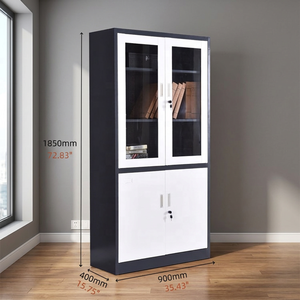High Quality Steel Filing <b>Cabinet</b> Specifications Swing Glass Door Metal Storage <b>Cabinet</b> Adjustable Office Bookcase with Drawer - Product Image 2
