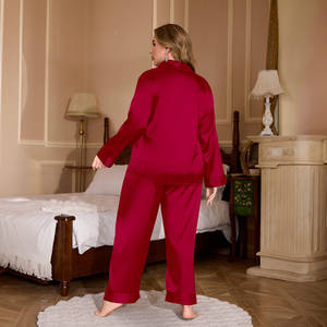 Ensemble de vêtements de détente pour femmes européennes et américaines, élégant, respirant, doux, à manches longues, pantalon, taille plus, soie glacée, été, automne - Product Image 4