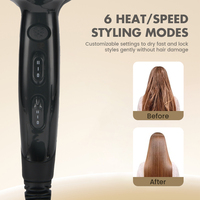 Sèche-cheveux haute vitesse PRITECH, 3 températures, 2 vitesses, fonction air froid, brosse soufflante, filtre amovible, outil de coiffage