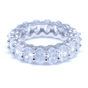 Fashion Persoonlijkheid Emerald-Cut Stone Ring Jewel, Rij Kunstmatige Diamanten Ring Vrouwen