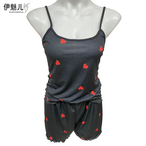 Ensemble camisole et short de style européen et américain pour l'été 2024, pyjama sexy à fleurs pour femmes (style export) - Product Image 4