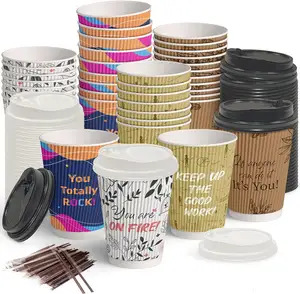 disposable ripple cups double wall paper hot cups takeaway coffee cup 4oz 6oz 8oz 12oz 16oz 20oz