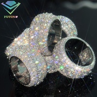 Anillo de Moissanita de Diseño de Moda, Joyería Fina de Plata de Ley 925, Anillo Hip Hop para Hombre y Mujer, Anillo Cubano con Diamante de Moissanita VVS