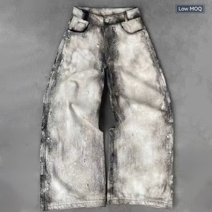 Оптовые джинсы Y2K Baggy с индивидуальным дизайном, винтажные, потертые, широкие, с заклепками, в стиле стритвир, гранж, хип-хоп, винтаж - Product Image 1