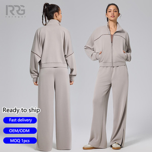 Set Due Pezzi Roregal in Modal Vestibilità Ampia per Donna, Giacca Yoga con Zip e Pantaloni a Gamba Dritta, Completo Casual per Yoga e Palestra - Product Image 1