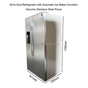 Réfrigérateur côte à côte 115V/60Hz en acier inoxydable avec distributeur d'eau et machine à glaçons automatique, certifié UL - Product Image 3