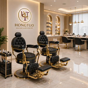 Sillón de barbero y peluquería de lujo retro en platino, silla hidráulica para autocaravana, diseño de mobiliario para salón de belleza - Product Image 2