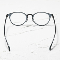 Monture de lunettes ronde pour homme de marque de luxe, en fibre d'acétate bleu foncé, élégante, pour affaires, avec logo personnalisé, montures optiques