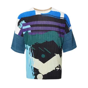 2024 Summer Dropshipping Pleated Men's Graphic T-Shirt Loose Fit Luxury Style Mens Pleat Tops Ideal For Wholesale Clothing