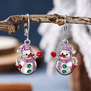 Orecchini Natalizi a Forma di Pupazzo di Neve per Donna, Orecchini Pendenti Dipinti a Olio, Regalo per Feste Natalizie - Product Image 5