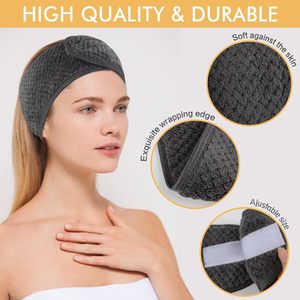 Diadema de Spa Negra con Logotipo Tejido Personalizado para Mujer, Diadema para el Cuidado de la Piel, Lavado Facial, Maquillaje, Microfibra - Product Image 4