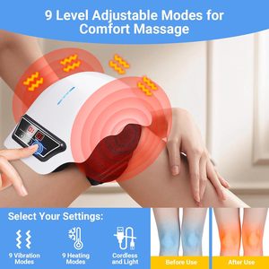 Masajeador Eléctrico de Rodilla con Fisioterapia Infrarroja, 20 Funciones de Vibración y 9 Funciones de Pulso, con Calor, Certificado CE ISO, para Aliviar el Dolor de Piernas - Product Image 4