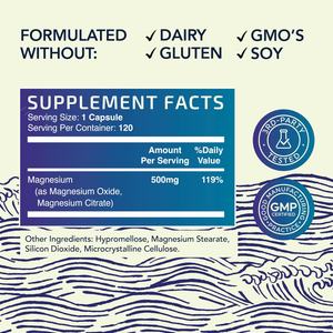 Citrato de Magnesio 500 MG para Relajación, Estreñimiento y Apoyo Digestivo, Suplemento de Magnesio de Alta Absorción - Product Image 4