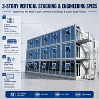 Bâtiment modulaire préfabriqué en conteneurs à plusieurs étages, structure en acier galvanisé, pour dortoirs de travailleurs et camps de chantier