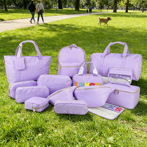 กระเป๋าเป้สะพายหลังไนลอนขนาดใหญ่แบบกำหนดเอง กระเป๋าใส่เครื่องสำอางแบบใสสำหรับผู้หญิง รุ่นสีม่วง กระเป๋าเป้สำหรับนักเรียน - Product Image 1