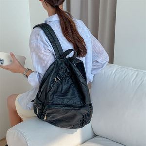Wholesale Simple Multiple Pockets Women's <b>Backpacks</b> Laptop Bag Travel Sports Waterproof Zipper PU Leather <b>Backpacks</b> for Girl - Product Image 5