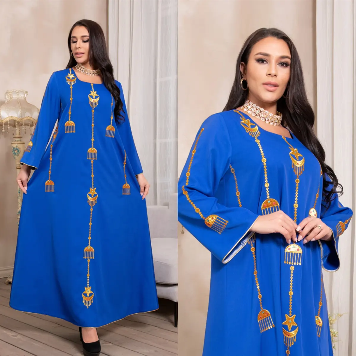 Bule Abaya Hồi Giáo Turco Dubai Ramadan Đầm Ả Rập Áo Choàng Abaya Thanh Lịch Áo Abaya Hồi Giáo Áo Kaftan