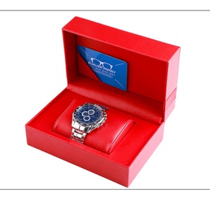 Boîte d'emballage de montre en cuir PU rouge de luxe, anti-poussière, de forme carrée, prix de gros, pour mouvement à quartz, modèle d'origine CN/FUJ - Product Image 6