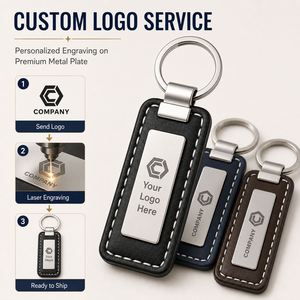 Porte-clés personnalisé en cuir véritable avec plaque logo métallique, cadeau d'affaires en cuir de vachette, porte-clés de voiture, vente en gros, faible MOQ - Product Image 2
