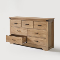 Commode de rangement en bois de chêne style ferme avec poignées métalliques robustes, armoire de 31,4 pouces de hauteur, idéale pour chambre, salon, entrée