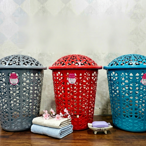 Cesto de Ropa Sucia de Plástico PP TOKYO BASKET con Tapa, Apilable, Organizador de Almacenamiento para Cocina, Baño, Dormitorio, Moderno y Duradero - Product Image 1