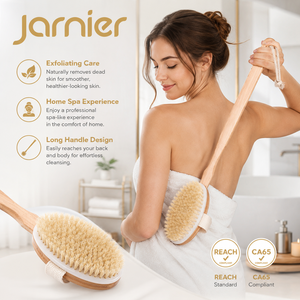 En stock Brosse de massage corporelle en bambou de haute qualité Brosse de nettoyage en profondeur exfoliante pour la douche Brosse de bain en poils de sanglier pour peau sèche - Product Image 2