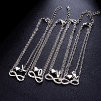 Bracelet de Cheville Lettre Chaîne Bracelet de Cheville Plaqué Argent 26 Initiales Bracelet de Cheville pour Femme