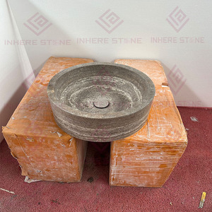 <span class=keywords><strong>Lavabo</strong></span> Redondo de Travertino Plateado Sólido de Alta Calidad Estilo Wabi-Sabi, <span class=keywords><strong>Lavabo</strong></span> de Piedra Natural para Decoración de Baños de Hoteles y Villas - Product Image 3