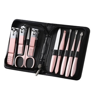 Stainless Steel Nail Clipper Set <b>Pink</b> Portable Manicure <b>Tools</b> For Home Use With Scissors And Cuticle Trimmers - Product Image 1