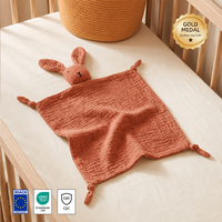 Baby Soothing Towel Rabbit Security Blanket Cotton Silk Crepe OEKO-TEX CPC REACH Newborn Comforter Blanket Lovey Custom