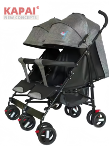 Poussette double moderne KAPAI pour bébés et tout-petits, légère, pliable facilement, grand panier de rangement, réglable - Product Image 5