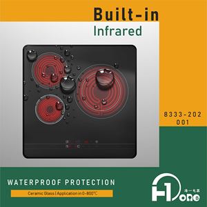 Placa de Cocina Vitrocerámica Integrada de 3 Quemadores, Vitrocerámica Negra, Electrodoméstico de Cocina - Product Image 4