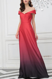 Newest Taffeta Evening Elegant <strong>Ombre</strong> Off Shoulders Red Black <strong>Wedding</strong> Bridesmaid Formal Evening <strong>Dresses</strong> - Product Image 2