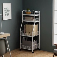 Offres Spéciales petit chariot à stockage de cuisine de fil en métal de rangée de l'emballage 4 avec le plat en bois