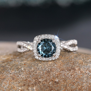 T0205 Women's 925 Silver Topaz Engagement <b>Ring</b> <b>Cushion</b> Cut Pave Setting Fine Jewelry For <b>Wedding</b> Proposal - Product Image 6