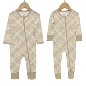 Customize Label Baby Clothes Organic Cotton Bamboo Ribbed Baby Clothing Newborns Pajamas Baby Girls Romper