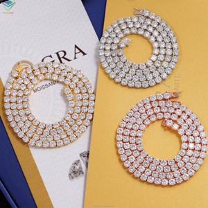 หยูอิง เจ็มส์ สร้อยเทนนิสเงินแท้ 925 ชุบทอง 18K พร้อมใบรับรอง GRA ประดับเพชรโมอิสซาไนต์ เกรด D/VVS สำหรับเครื่องประดับฮิปฮอป - Product Image 4