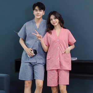 เสื้อผ้าสำหรับการรมยา ผ้าฝ้าย แขนสั้น คอวี เปิดด้านหน้าและด้านหลัง สำหรับผู้ชายและผู้หญิง ชุดสำหรับบำบัด - Product Image 3
