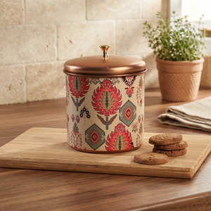 Bohemian Pattern Metal Food <b>Container</b> with Lid Round Shape for Storage Keep Fresh Up to 5kg - Product Image 6